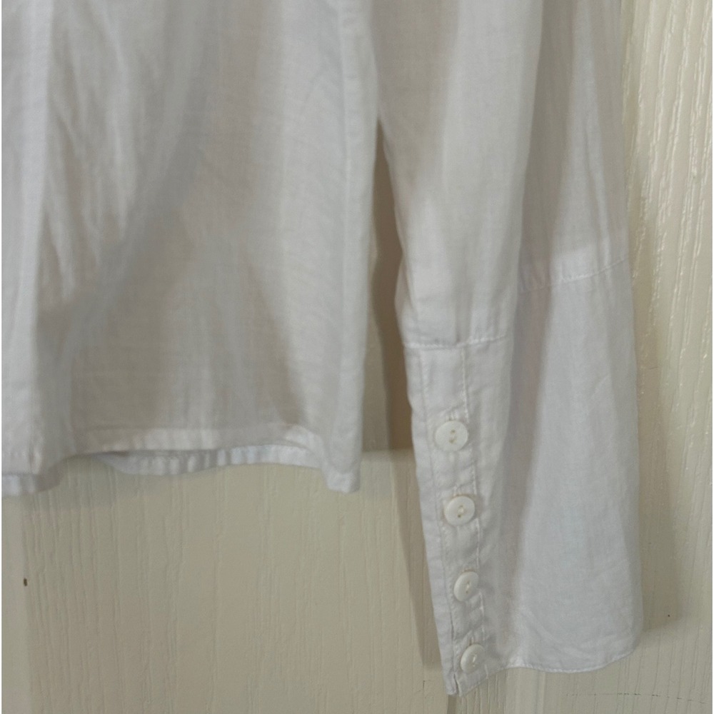 Sundance White Cotton Long Sleeve Button‎ Front Blouse Ruffle Trim Size 12 - Picture 8 of 15